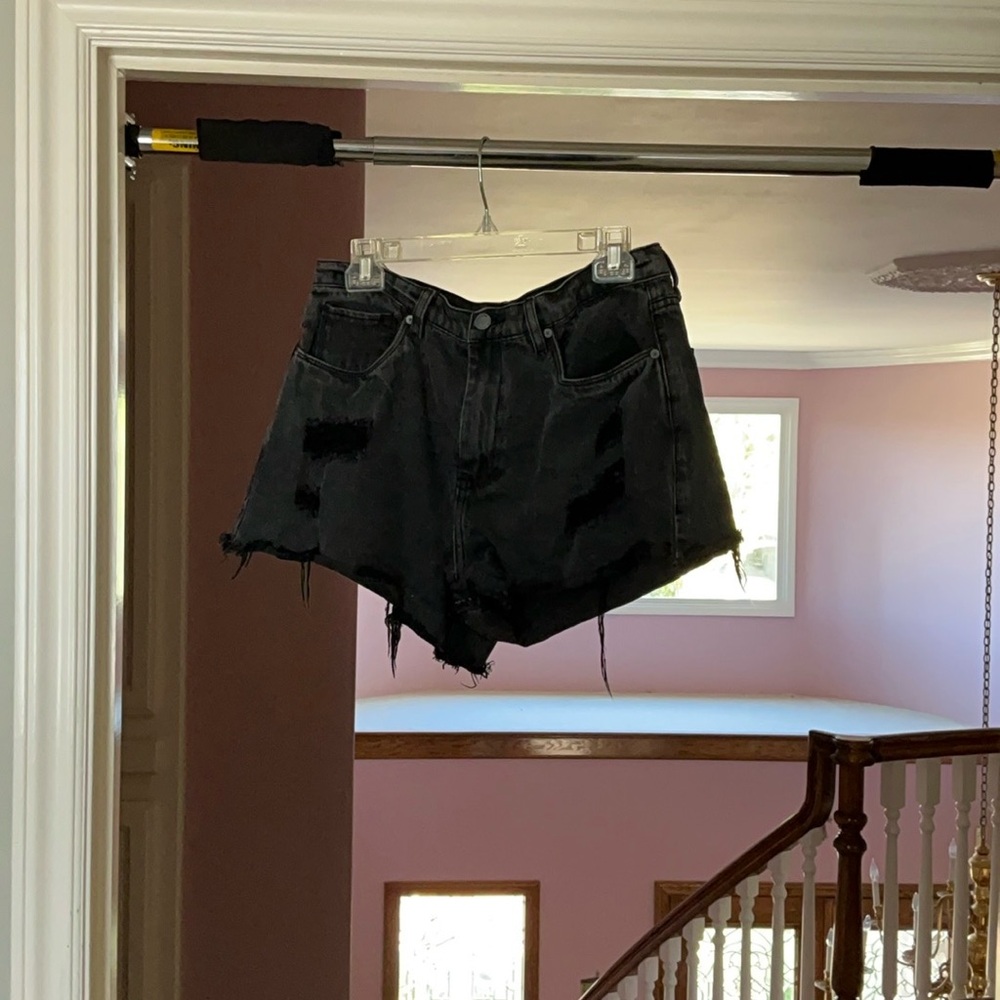 Black denim shorts